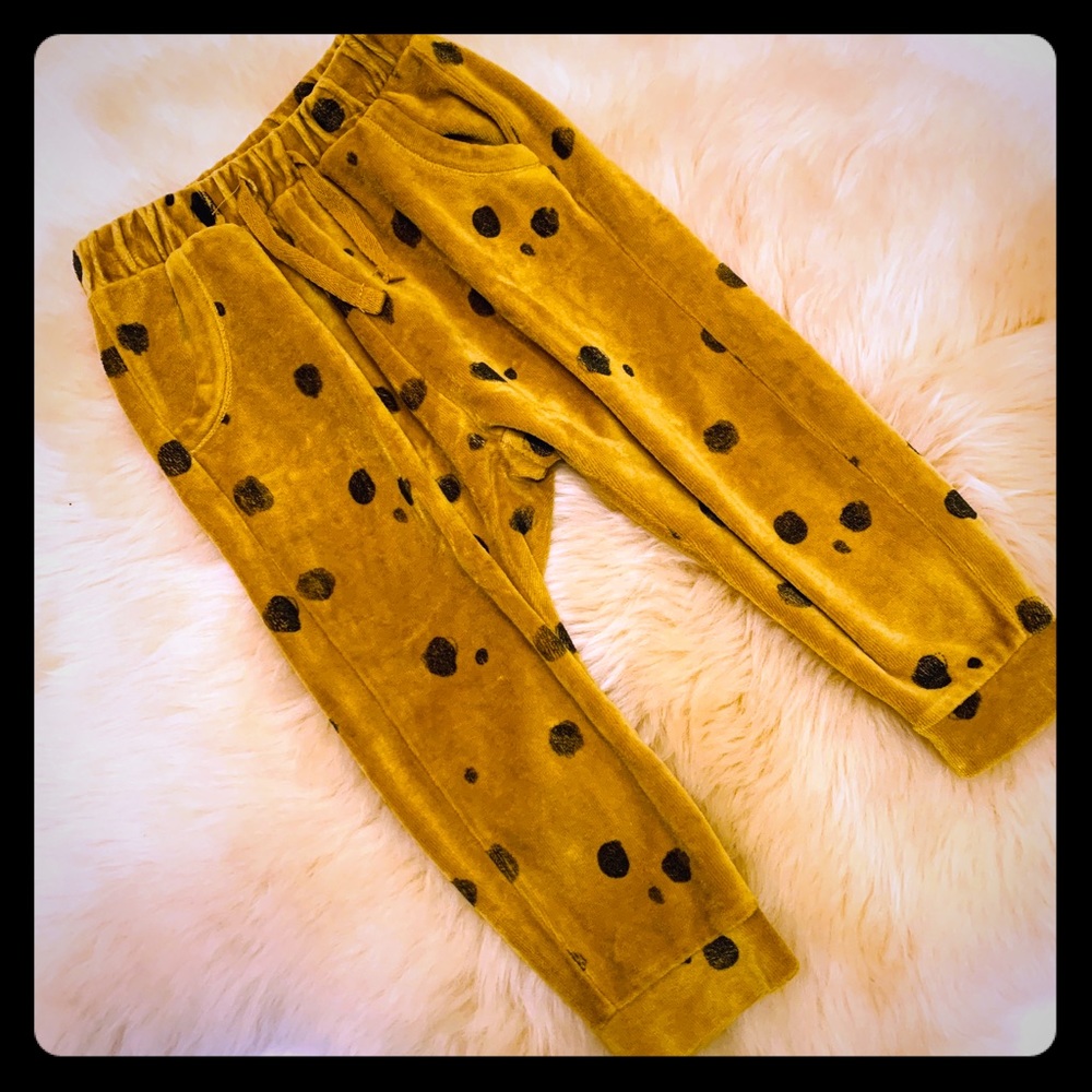 Amazing velvet spotted toddler drawstring pants